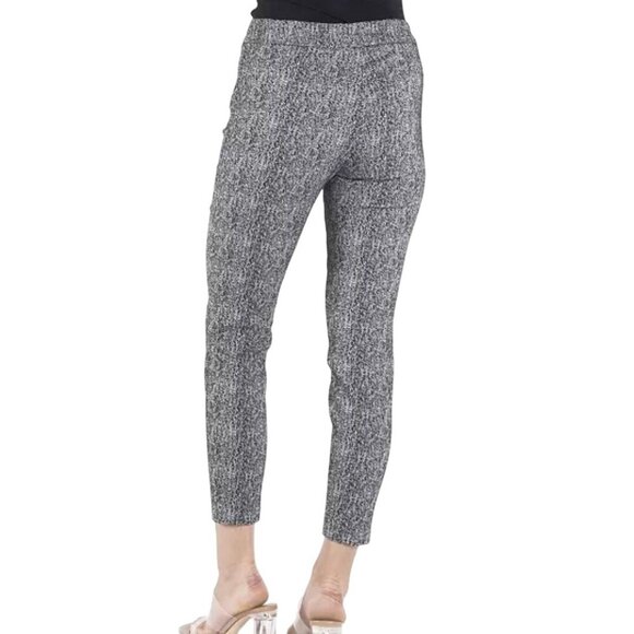 Nanette Lepore NWT Pull on Textured Slim Leg Pants Black Ivory Gold Size L - Picture 4 of 10